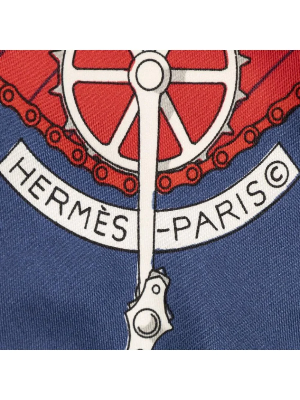 Hermes Scarf Navy Red White Twill Silk
